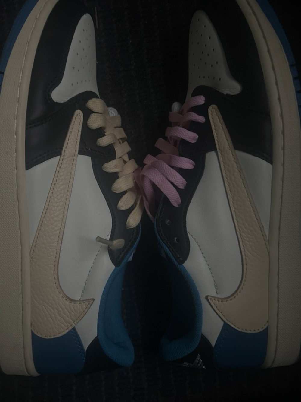 Nike Low-Top Sneakers in White, Black, Blue & Cream